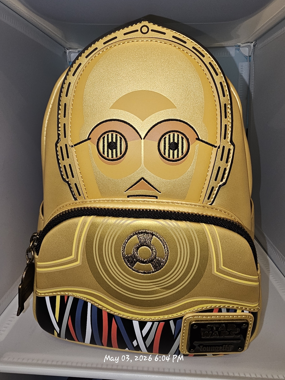 Loungefly Star Wars C-3PO Cosplay Mini Backpack in Metallic Gold Vegan Leather